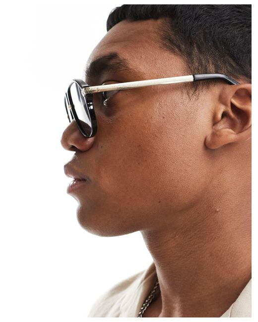 ASOS Natural 70's Archive Aviator With Chain Link Detail for men