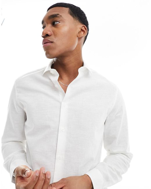 Chemise élégante en lin ASOS pour homme en coloris White