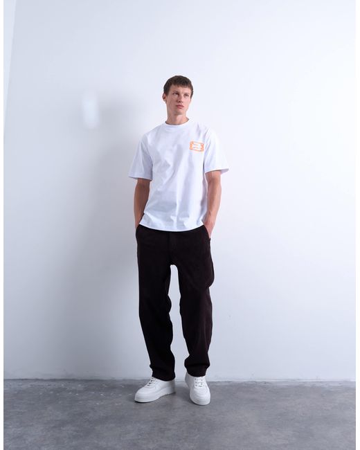 Topman White Cord Taper Leg Pants for men