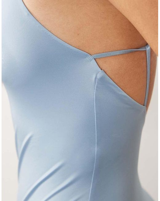 ARKET Blue Shiny Square Neck One-piece Swimsuit