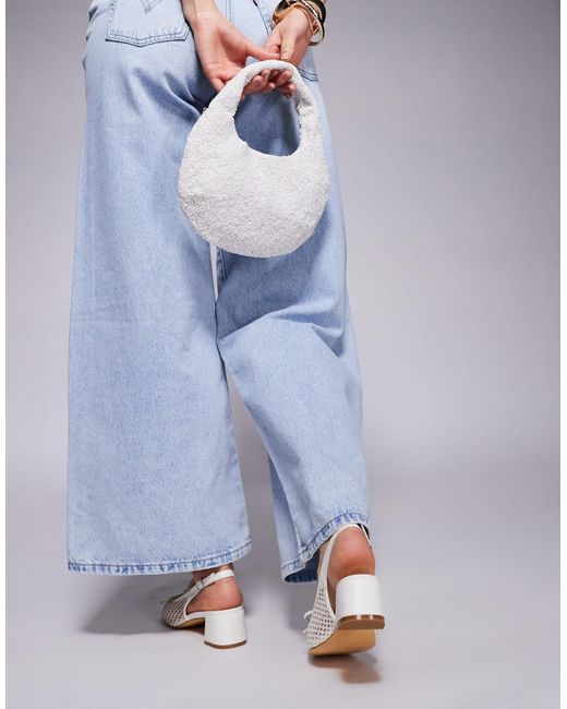 Lover - ballerines à talon et détail nœud en maille - blanc Public Desire en coloris Blue