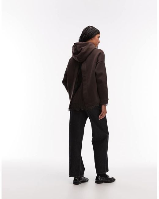AllSaints Black Lace Trim Hoodie