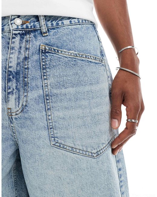 ASOS Blue Long Length Denim Fatigue Jorts for men