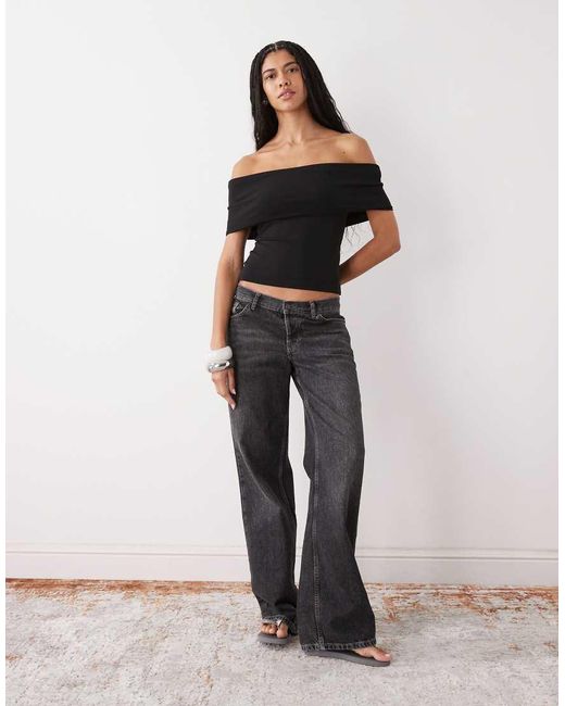 Weekday Black Bardot Top