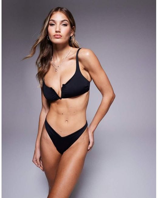 ASOS Brown Maya Mix And Match V Wire Crop Bikini Top