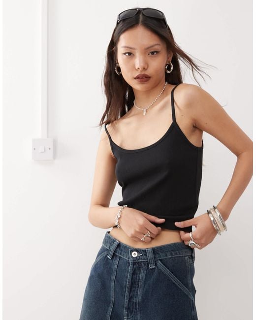 Collusion Black Rib Crop Cami Top