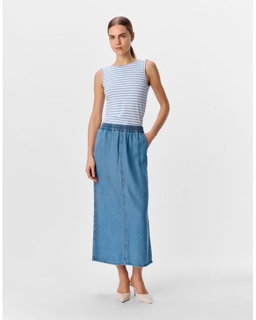 Falda Larga De Object de color Blue