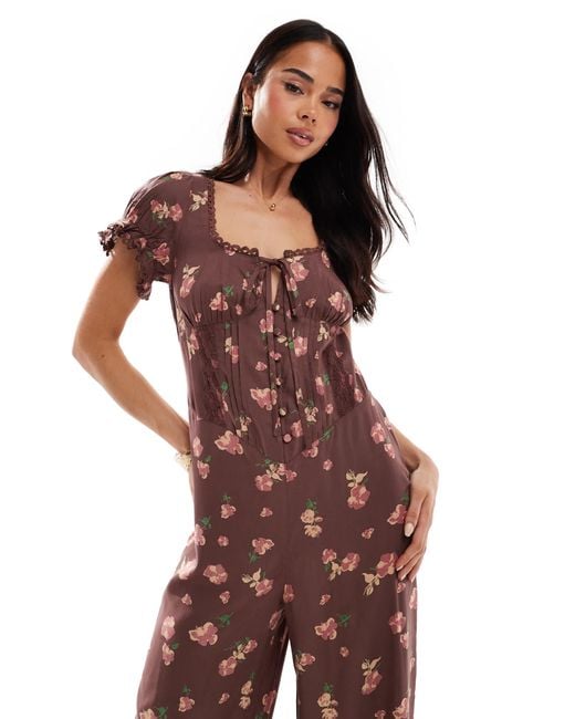 ASOS Purple Spun Lace Trim Corset Waist Jumpsuit