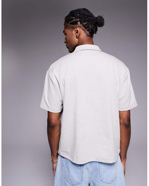 ASOS Rechte Ruimvallende Polo Met Rits En Textuur in het White voor heren