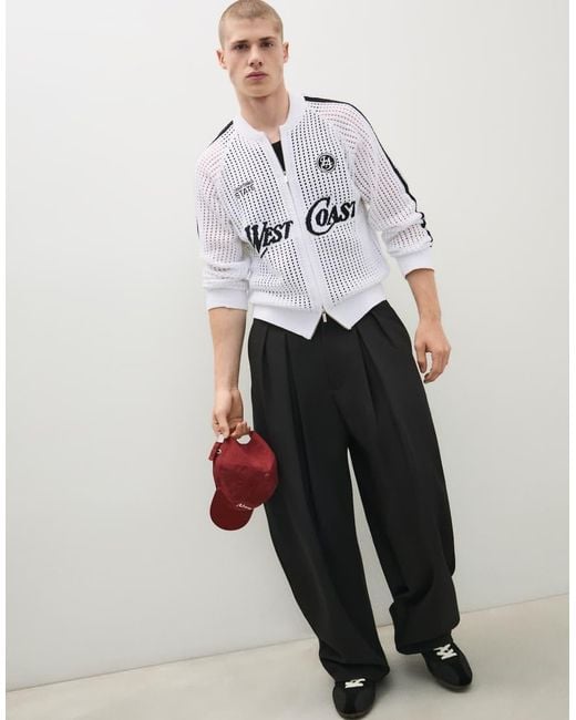 Bershka White Retro Mesh Jacket for men