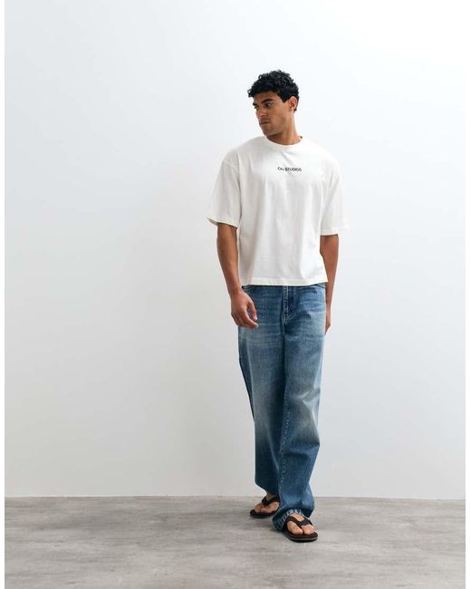 ASOS Gray Boxy Oversized T-shirt With Bird Graphic for men