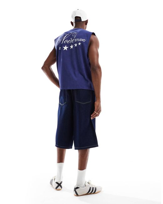 ASOS Blue Boxy Oversized Tank for men