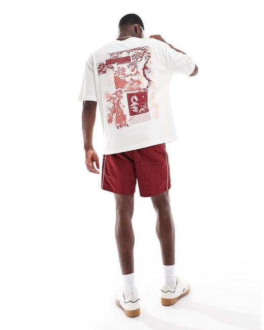 River Island Red Oversized Japanese Back Print T-shirt for men