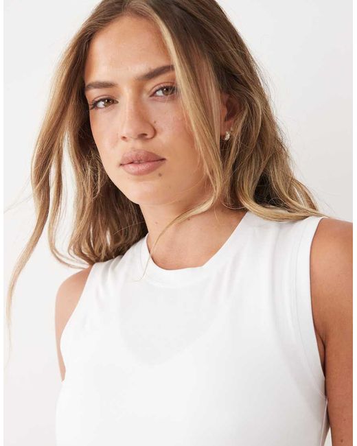 4505 White Fitted Cotton Everyday Tank Top With Quick Dry Finish