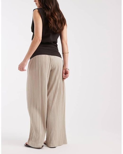 ONLY Natural Plisse Wide Leg Trousers