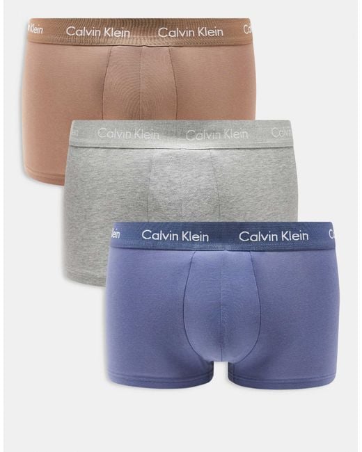 Calvin Klein Men's Blue Cotton Stretch Pack Low Rise Trunk