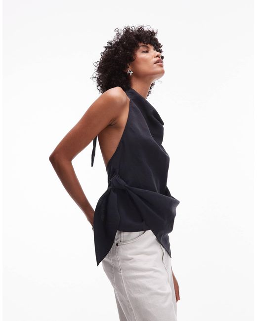 TOPSHOP Black Super Soft Cupro Halter Neck Top