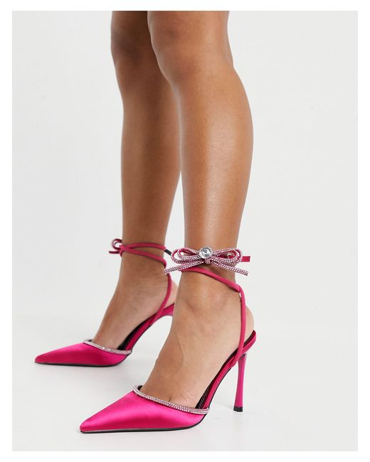 ASOS Polly Embellished Bow High Heels in Pink | Lyst UK