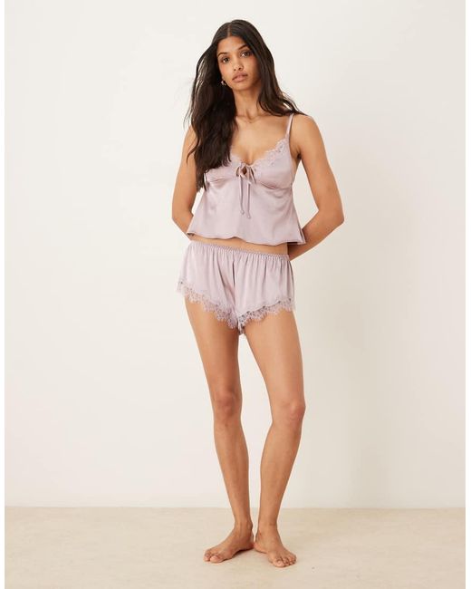 KAT THE LABEL Purple Sorrento Satin Lace Cami