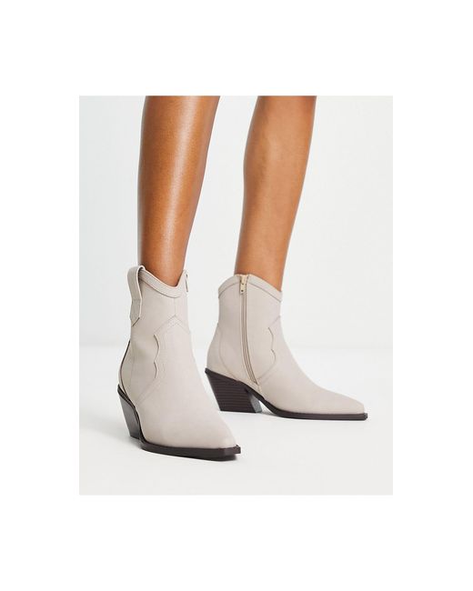 ASOS Rocket Western Ankle Boots in White | Lyst