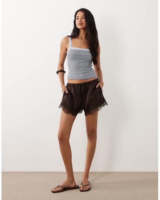 Gina Tricot Natural Satin Lace Shorts