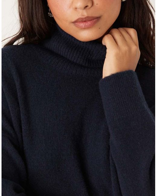Mango Blue Knitted Roll Neck Dress