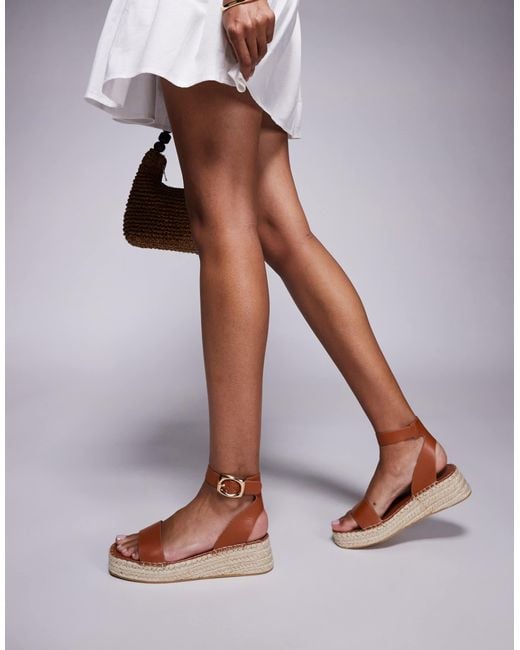 South Beach Brown Linen Two Part Espadrille Sandals