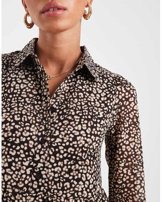 Wednesday's Girl Gray Smudge Leopard Tiered Midaxi Dress