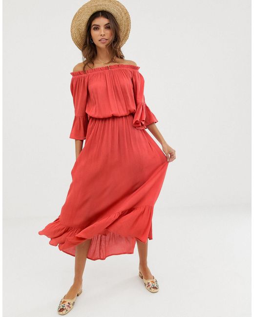 asos off the shoulder maxi dress