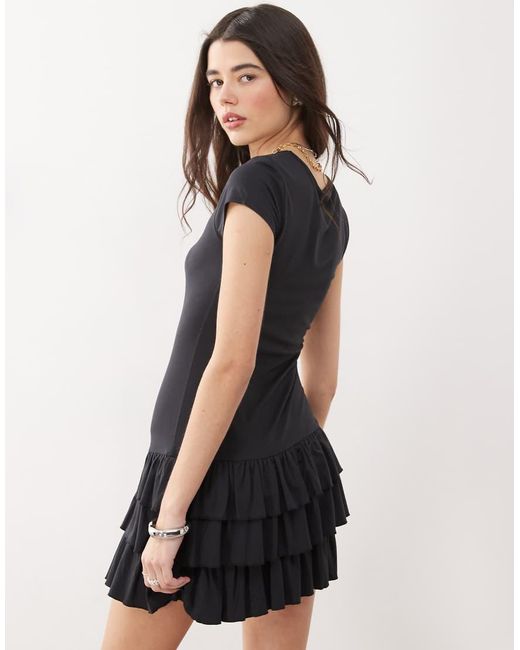 Collusion Black Ruffle Mini Dress