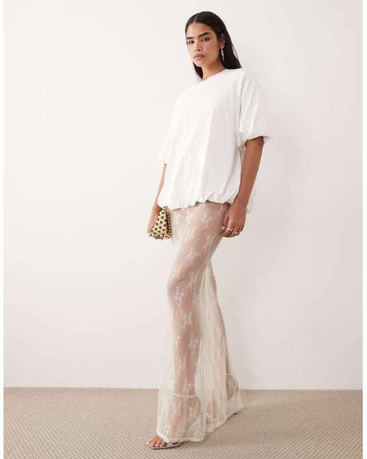 ASOS Natural Sheer Lace Maxi Skirt