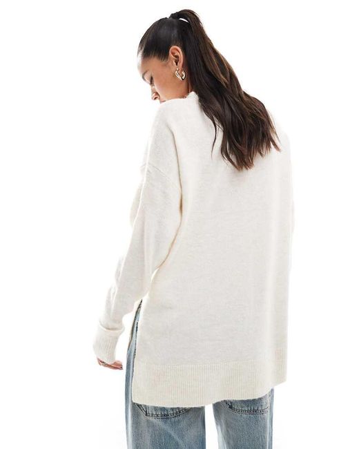 Vero Moda White Longline Soft Jumper