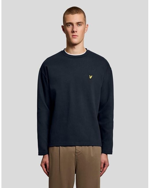 Lyle & Scott Blue Mid Layers Raised Jacquard Crew Neck Sweatshirt for men