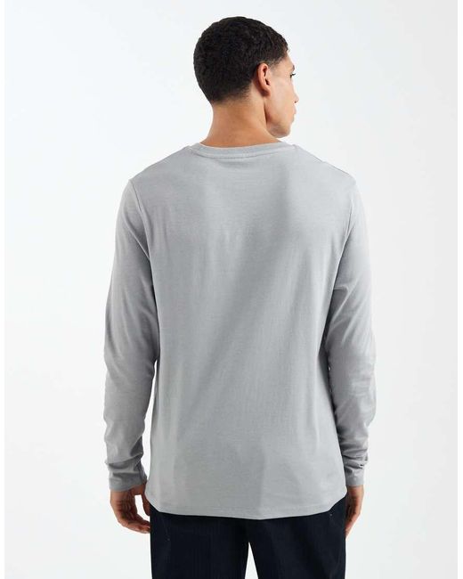 ASOS Gray Essentials Regular Fit Long Sleeve T-shirt for men