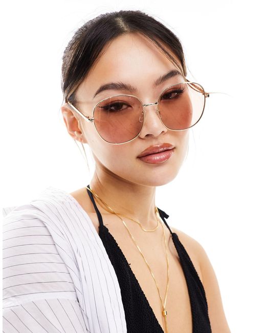 Aire Brown Atria Oversized Round Sunglasses