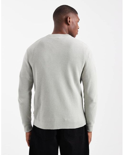 Only & Sons Gray Regular Fit Waffle Knit Jumper for men