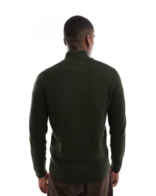 Only & Sons Black Ribbed Half Zip Jumper for men