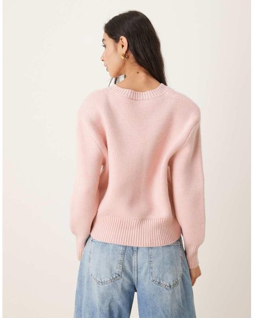 Mango Natural V Neck Chunky Knitted Jumper
