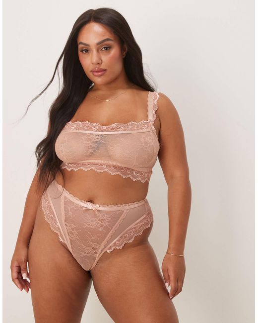ASOS Brown Asos design curve – ivy – brasilianischer slip aus durchgängiger spitze