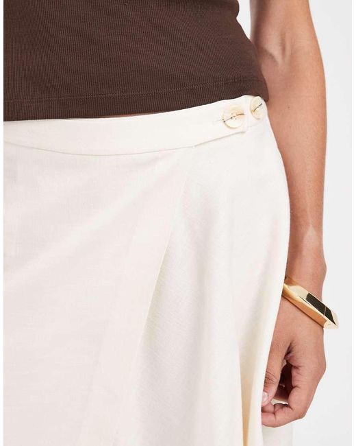 ASOS White Linen Look Tailored Asymmetric Skirt
