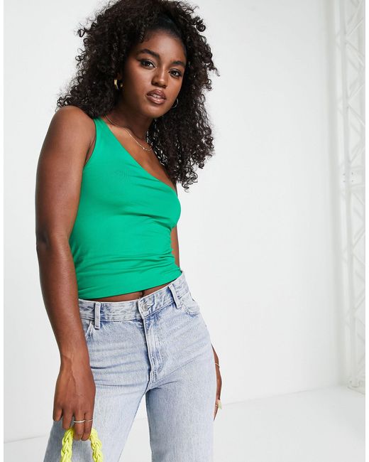 Stradivarius Asymmetric Top in Green | Lyst