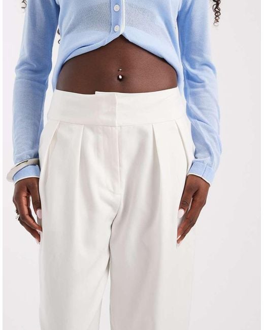 ASOS Blue Tailored Deep Waistband Double Pleat Trouser