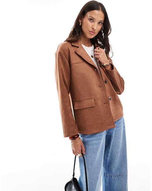 New Look Blue Faux Suede Blazer