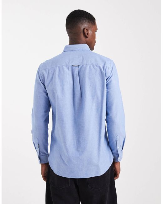 Superdry – classic – langärmliges oxford-hemd aus chambray in Blue für Herren