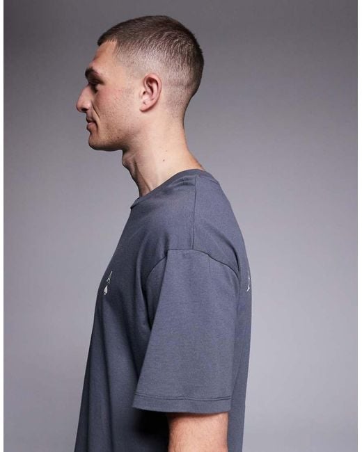 Jack & Jones Blue Oversized T-shirt With Ace Of Spades Back Print for men