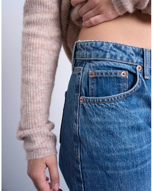 Topshop Hourglass Blue Ember Low Rise Straight Leg Jeans