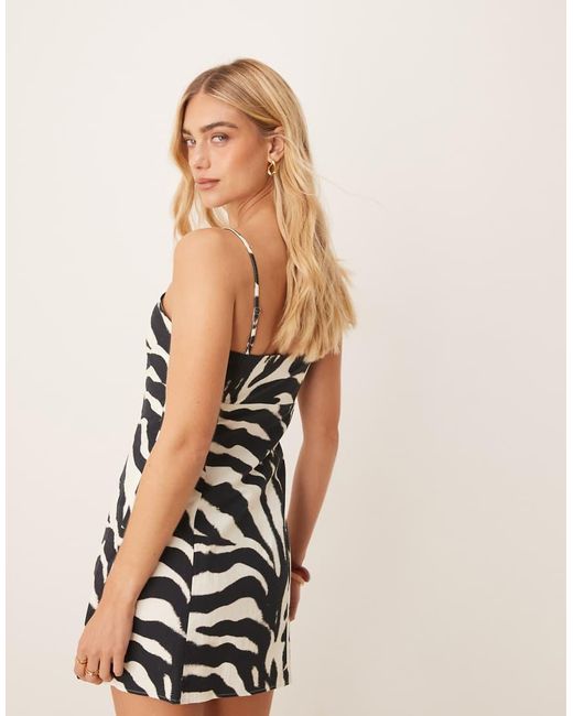 ASOS White Cotton Linen Colour Block Cami Mini Dress