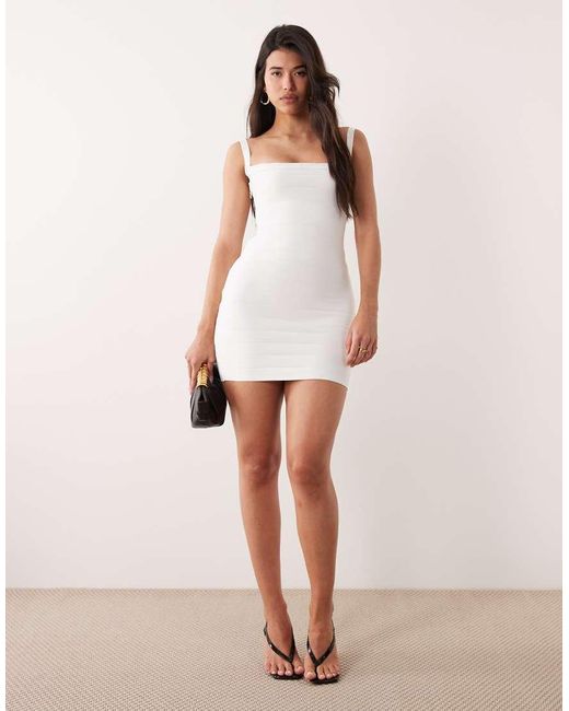 Kaiia White Exclusive 00s Sculpting Bandage Square Neck Open Back Mini Dress