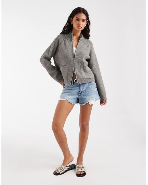 Free People Gray On It Half Zip Sweater