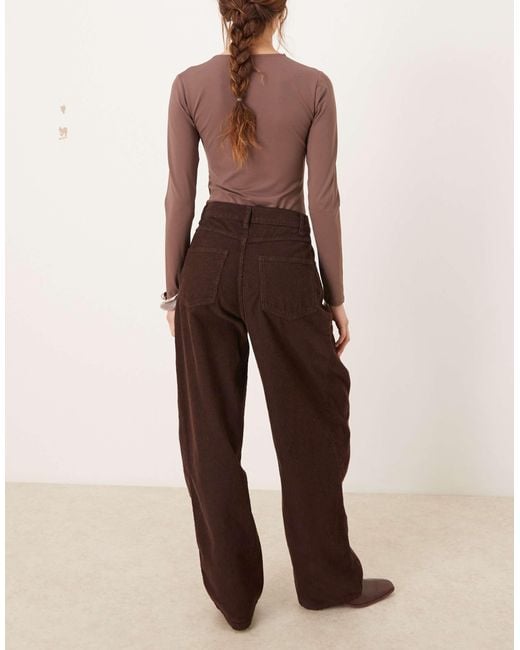 ASOS Natural Corduroy Wrap Over Wide Leg Jean